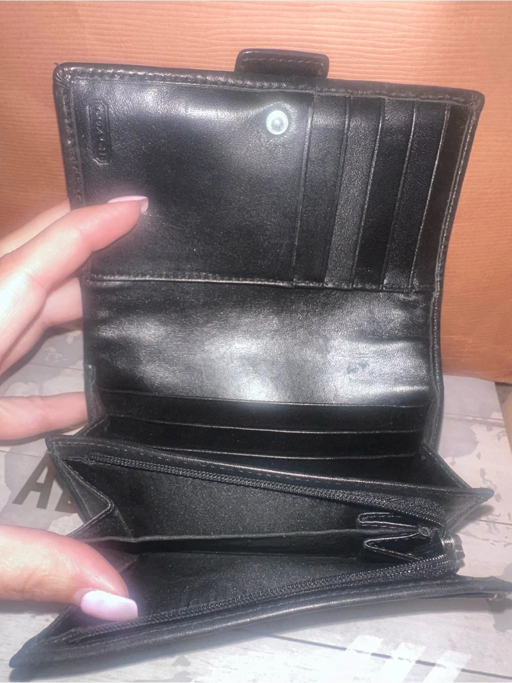 Vintage Coach SoHo Black Signature Jacquard Wallet with Buckle Detail!
